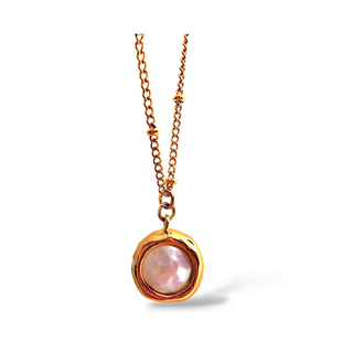 Baroque Round Pearl Disk Necklace