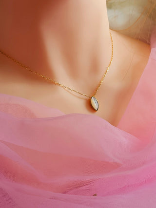 Cats eye White Opal on 18 Carat Gold Vermeil Tear drop dainty pendant necklace,adjustable chain,gift for her,tarnishfree stackable jewellery