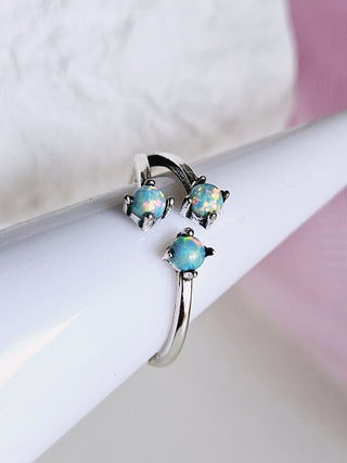 Sterling Silver Blue Opal semiprecious gemstone Adjustable Ring,midi ring,statement ring,gift,luck ring