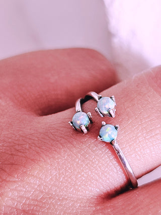 Sterling Silver Blue Opal semiprecious gemstone Adjustable Ring,midi ring,statement ring,gift,luck ring