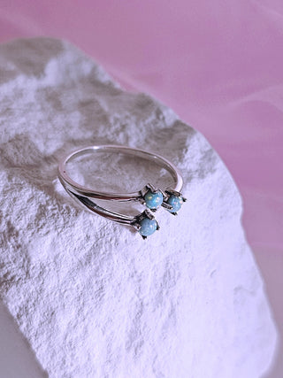 Sterling Silver Blue Opal semiprecious gemstone Adjustable Ring,midi ring,statement ring,gift,luck ring