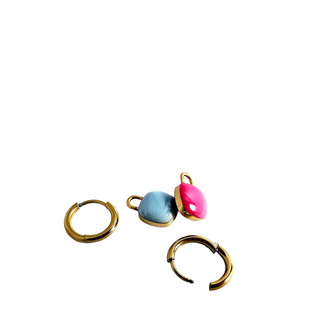 Enamel Square Candy Drop Hoop Earrings