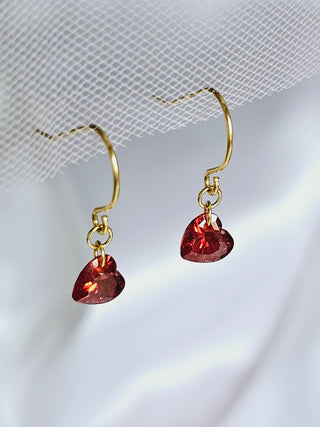 Garnet Red heart 18K Gold Sterling silver threader drop earrings,semi precious dangle drop earrings,silver threaders,gemstone dainty earring