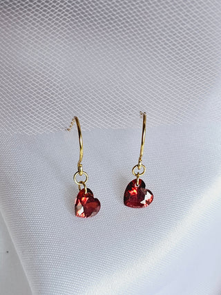 Garnet Red heart 18K Gold Sterling silver threader drop earrings,semi precious dangle drop earrings,silver threaders,gemstone dainty earring