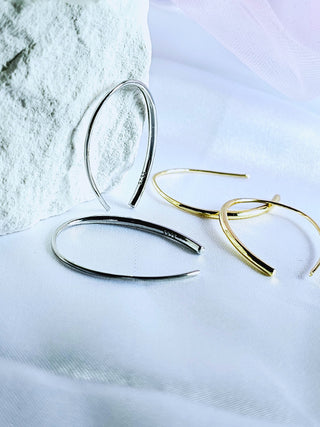 C Half Hoops Sterling Silver 18K Gold Large open curved hoop earrings