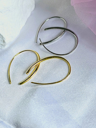 C Half Hoops Sterling Silver 18K Gold Large open curved hoop earrings