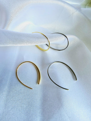 C Half Hoops Sterling Silver 18K Gold Large open curved hoop earrings