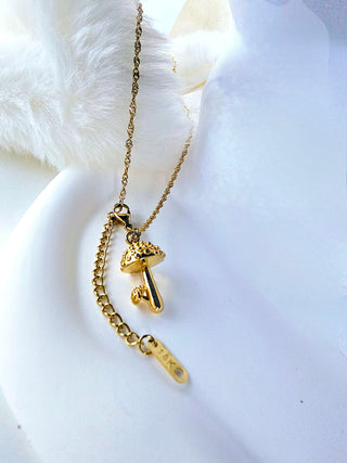 18k Gold Mushroom charm tarnishfree necklace,adjustable gold chain,gift,stacking pendant necklace mum baby textured mushroom pendant