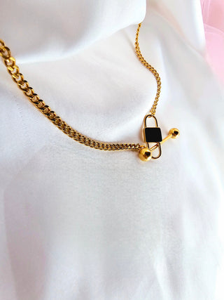 Lucy Lock Charm & Bar Chain Necklace