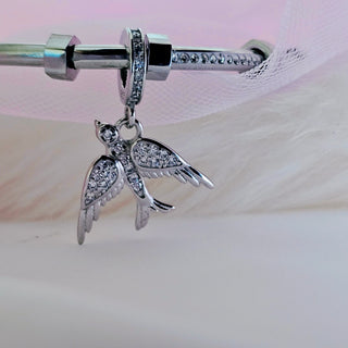 Bird Swallow Bracelet Charm Sterling Silver jewellery,pendant charms in Sterling silver,Bird freedom Charm,dangling bird charm