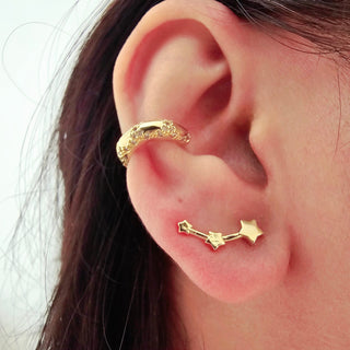 14K Gold Sterling silver Climber threader earrings,curve climber star gold earrings,cluster star earrings,dainty stacking earring