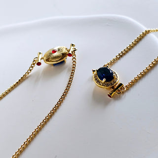 Blue Sapphire 14K Gold sterling silver pendant choker necklace adjustable chain,dainty jewellery gift,bridesmaids wedding jewellery,red gem