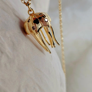 Pearl Octopus 14K Gold pendant necklace adjustable chain,dainty jellyfish 3d pendant necklace jewellery gift,bridesmaids wedding jewellery