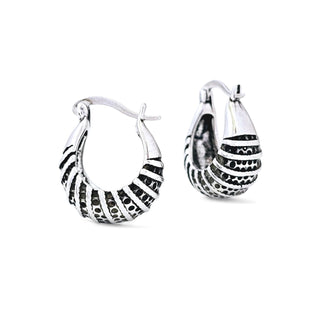 Sterling silver Baguette Hoop earrings