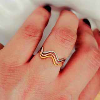 Tarnishfree 14k Gold RoseGold Silver wavy rings,thin band rings,stacking rings,everyday rings,couple rings