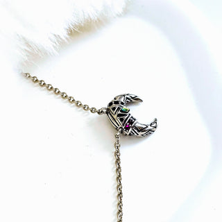 Tiger Tooth Charm Moonstone Necklace