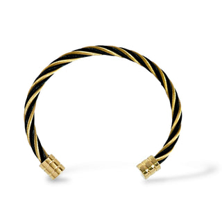 Tarnishfree braided pattern 18K Gold plated open cuff bangle bracelet,stacking black and gold open cuff bracelet