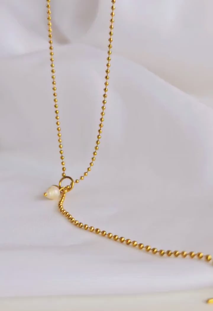 Toggle Pearl Tarnishfree everyday necklace,18k Gold adjustable bead chain,gift,T Bar Closure Freshwater Pearl Charm Necklace, Bridesmaids