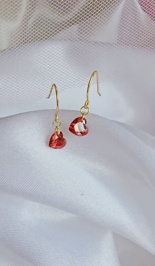 Garnet Red heart 18K Gold Sterling silver threader drop earrings,semi precious dangle drop earrings,silver threaders,gemstone dainty earring