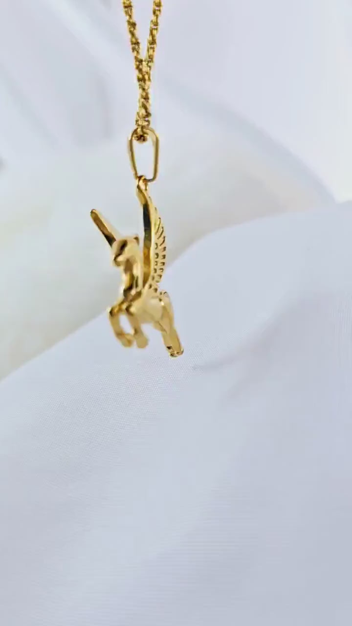 18k Gold filled Unicorn charm tarnishfree everyday necklace,adjustable gold chain,gift,stacking quirky waterproof pendant,animal charm