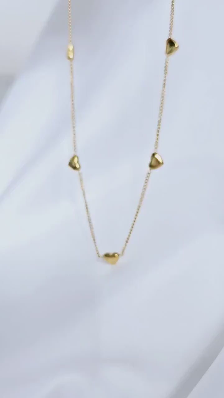 Heart charm 18k Gold Vermeil adjustable chain, gift for her,heart chain necklace,stacking gold chain,layering gold necklace tarnish free